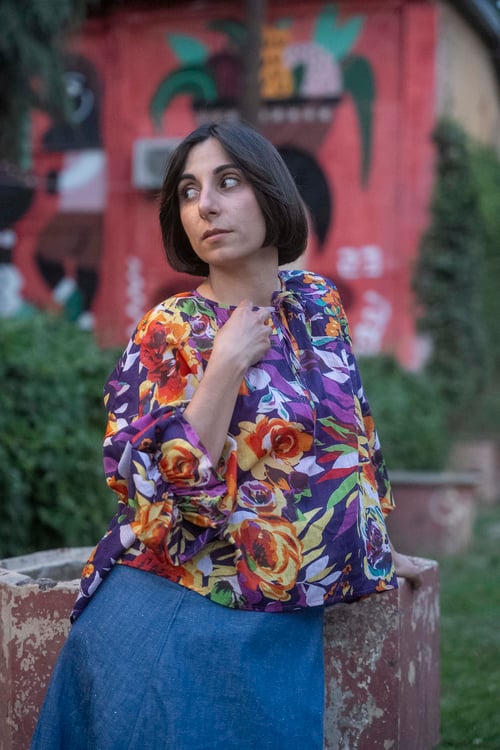 Image of BLUSA POWER FLOWER FANTASIA FLOREALE BASE VIOLA