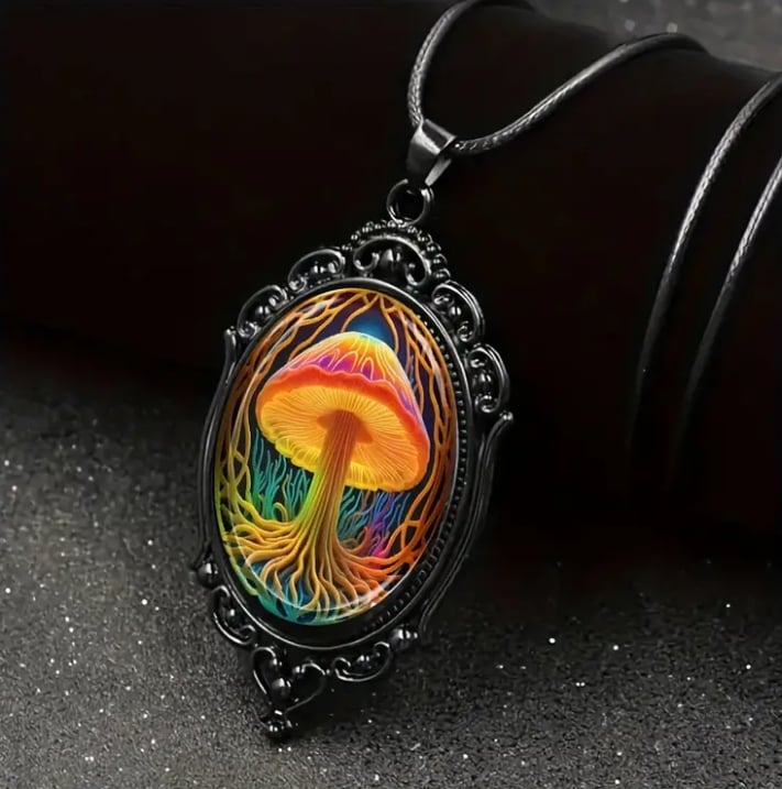 Image of Colorful Mushroom Pendant Necklace