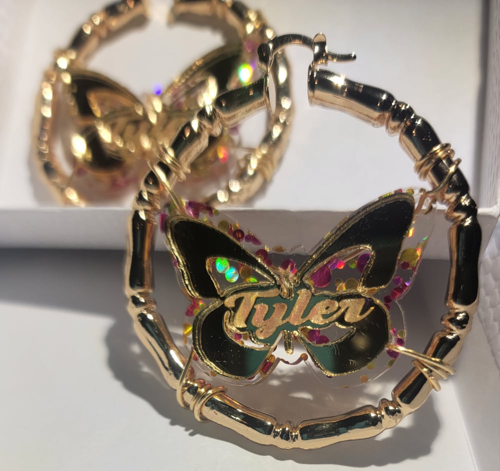 Image of Butterfly Hoop Earrings