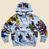 REWORKED NIKE BATIK PATCHWORK GREY ZIP HOODIE SIZE S/M