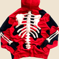 Image 6 of REWORKED NIKE FLOW 3D PUFF SKELETON RED HOODIE SIZE L 