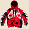 REWORKED NIKE FLOW 3D PUFF SKELETON RED HOODIE SIZE L 