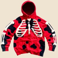 Image 1 of REWORKED NIKE FLOW 3D PUFF SKELETON RED HOODIE SIZE L 