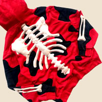 Image 4 of REWORKED NIKE FLOW 3D PUFF SKELETON RED HOODIE SIZE L 