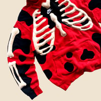 Image 3 of REWORKED NIKE FLOW 3D PUFF SKELETON RED HOODIE SIZE L 