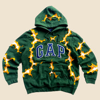 Image 1 of REWORKED GAP SUPER CRACKED DARK GREEN HOODIE SIZE M