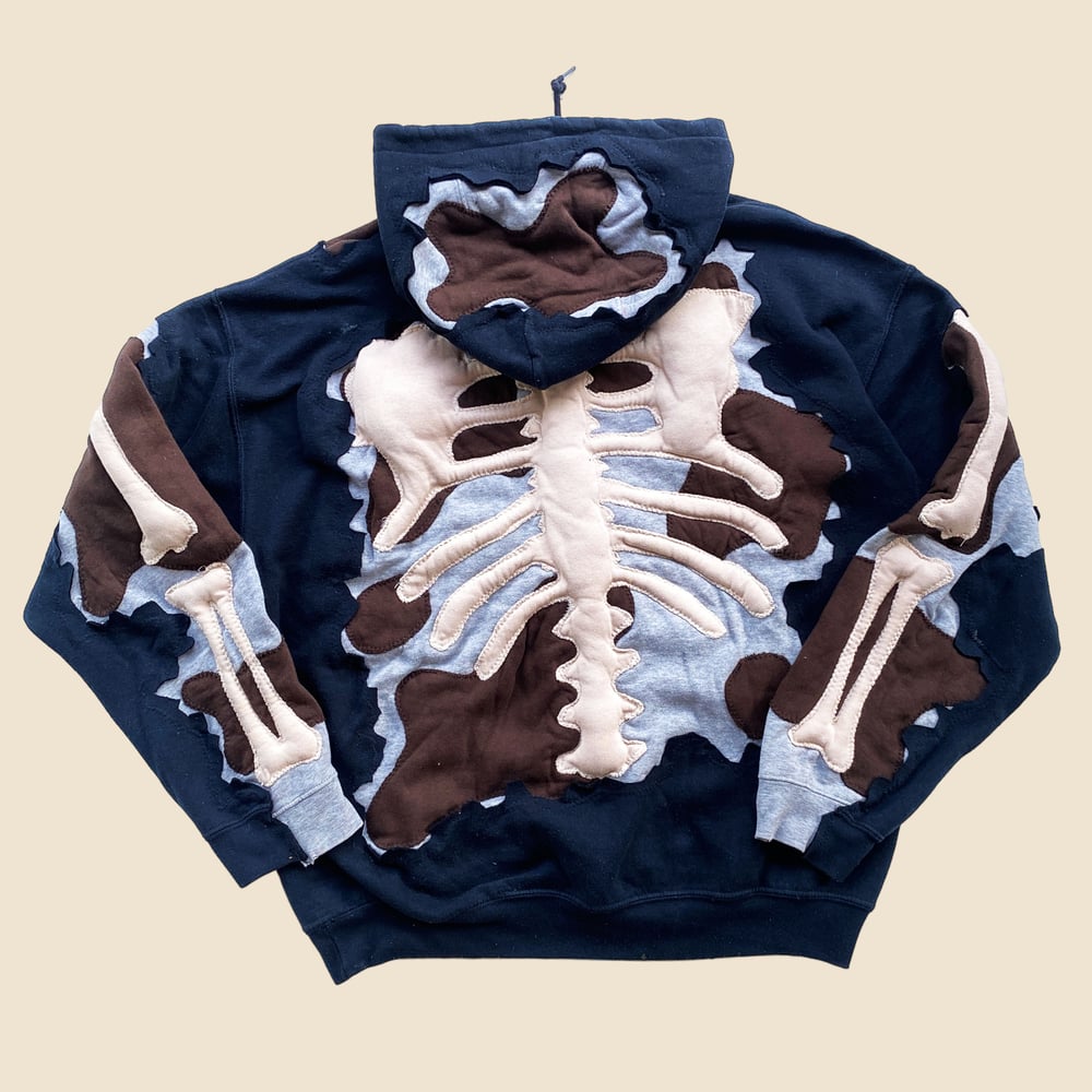 REWORKED NIKE CRACK FLOW 3D SKELETON HOODIE SIZE L