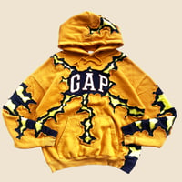 Image 1 of REWORKED GAP CRACKED YELLOW HOODIE SIZE L