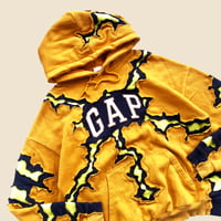 Image 4 of REWORKED GAP CRACKED YELLOW HOODIE SIZE L