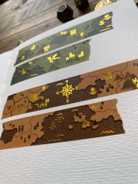 Image 8 of  "Here Be Dragons" Fantasy Maps Gold Foil Washi Tape ( 20mm wide, Green or Brown)