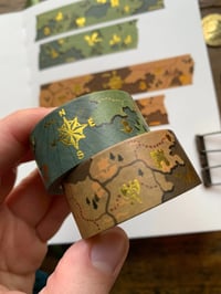 Image 4 of  "Here Be Dragons" Fantasy Maps Gold Foil Washi Tape ( 20mm wide, Green or Brown)