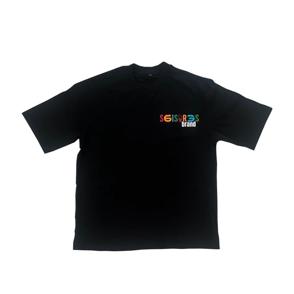 Image of 6'3" Multicolor Logo Black T- Shirts - Oversize