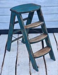 Image 1 of Wooden ladder green* blue  H-70 cm  