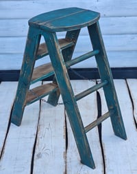 Image 2 of Wooden ladder green* blue  H-70 cm  