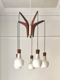 Image 1 of Scandinavian Teak & Glass Chandelier