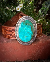 Image 2 of WL&A Handmade Sterling Silver Gem Grade Royston Blue Belt Buckle - 3 x 2.5" - 165 Grams