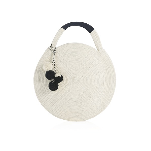 Image of VESTA Circle Tote Eggshell Pompom Tassels