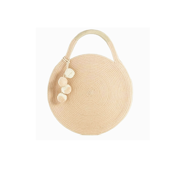 Image of VESTA Circle Tote Blush Pompom Tassels