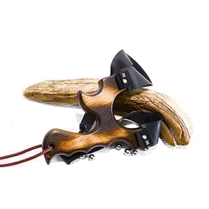 Image of Slingshot, Birwood Sling Shot, Phyrolsis Technique of Wood burning, Right Handed Shooter, Catapult