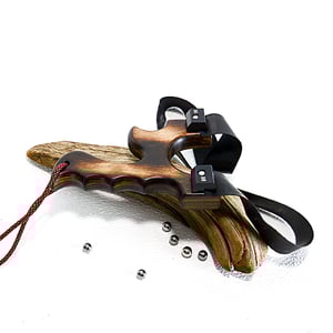 Image of Slingshot, Birwood Sling Shot, Phyrolsis Technique of Wood burning, Right Handed Shooter, Catapult