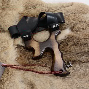 Image of Slingshot, Birwood Sling Shot, Phyrolsis Technique of Wood burning, Right Handed Shooter, Catapult
