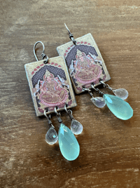 Image 1 of Goddess Enamel earrings with gemstones.