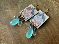 Image 2 of Goddess Enamel earrings with gemstones.