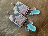 Image 7 of Goddess Enamel earrings with gemstones.