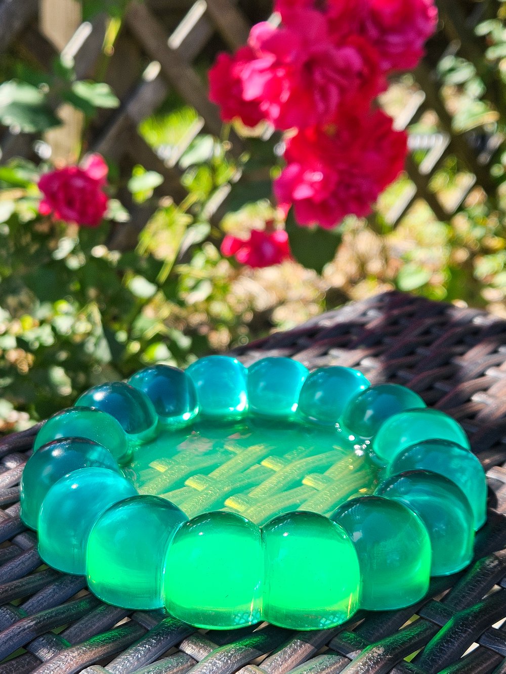 Image of Teal and Yellow Bubble Coaster