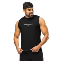 Image 2 of Mens Muscle Back Gym Tank Top Vest Black Always Hungry VCS