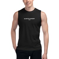 Image 3 of Mens Muscle Back Gym Tank Top Vest Black Always Hungry VCS