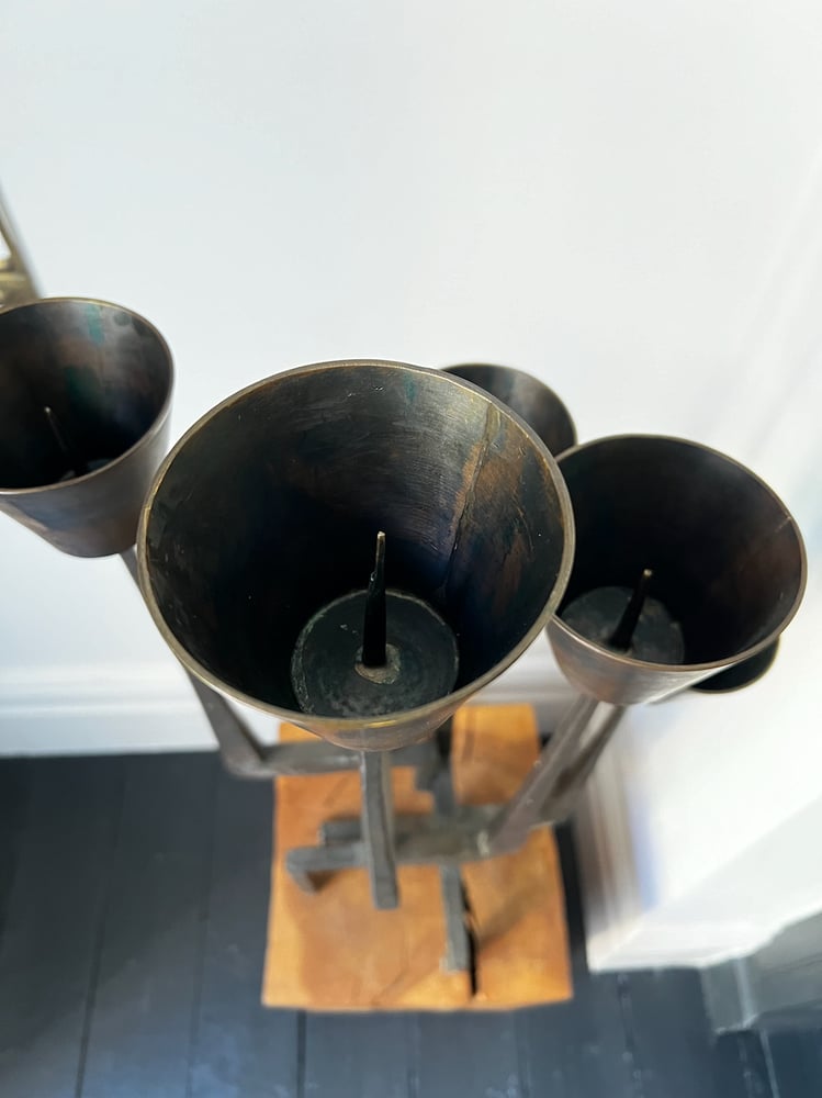 Image of Large Modernist Candelabra in Cast Bronze (Reserved)