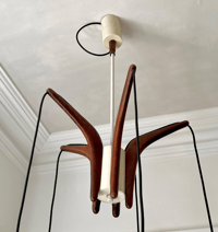 Image 6 of Scandinavian Teak & Glass Chandelier