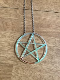Image 1 of Pentagram Handmade Acrylic Necklace Iridescent Colour Five Star Witchcraft Jewellery Halloween 