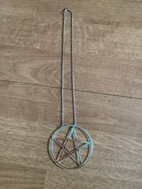 Image 2 of Pentagram Handmade Acrylic Necklace Iridescent Colour Five Star Witchcraft Jewellery Halloween 