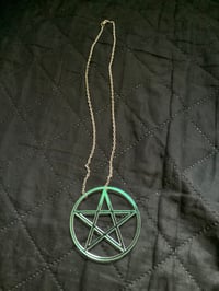 Image 5 of Pentagram Handmade Acrylic Necklace Iridescent Colour Five Star Witchcraft Jewellery Halloween 