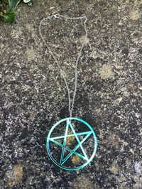 Image 6 of Pentagram Handmade Acrylic Necklace Iridescent Colour Five Star Witchcraft Jewellery Halloween 