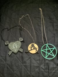 Image 7 of Pentagram Handmade Acrylic Necklace Iridescent Colour Five Star Witchcraft Jewellery Halloween 