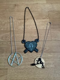 Image 8 of Pentagram Handmade Acrylic Necklace Iridescent Colour Five Star Witchcraft Jewellery Halloween 