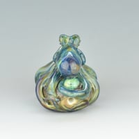 Image 4 of LG. Streaky Little Aura Blue Octopus - Flameworked Glass Sculpture Bead