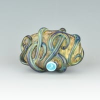 Image 10 of LG. Streaky Little Aura Blue Octopus - Flameworked Glass Sculpture Bead