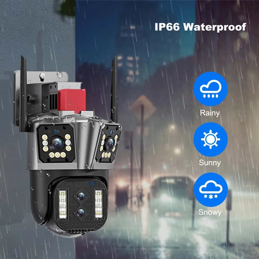 16MP 8K PTZ Security Camera - IPC360 Home App, 4 Lenses, 10X Zoom, WiFi, Two-Way Audio