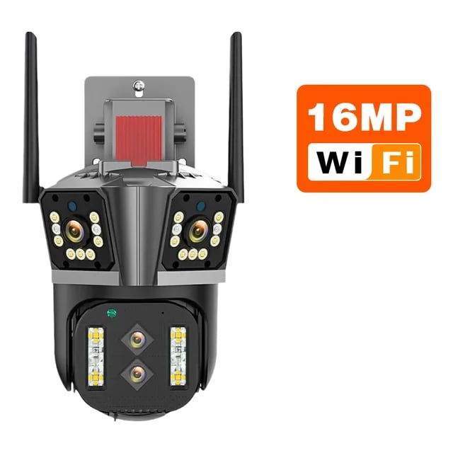 16MP 8K PTZ Security Camera - IPC360 Home App, 4 Lenses, 10X Zoom, WiFi, Two-Way Audio