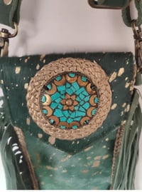 Image 4 of Fur Baby Mobile Bag dark green and turquoise stone 