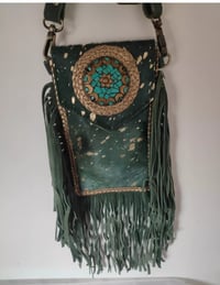 Image 6 of Fur Baby Mobile Bag dark green and turquoise stone 