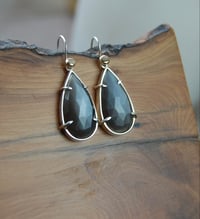 Pear shaped grey moonstone earrings 