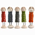 Handmade Ceramic Man in Great Coat with Long Hair & Glasses | Various Colours