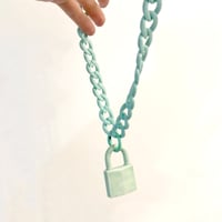 Image 6 of Large Colorblock Padlock Chokers