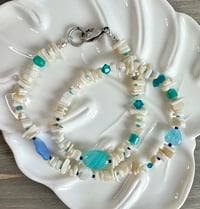 Image 1 of Shell and Glass Necklace "Clear Skies"