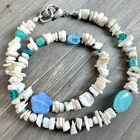 Image 3 of Shell and Glass Necklace "Clear Skies"